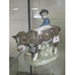 ROYAL COPENHAGEN FIGURE OF BOY WITH COW 772