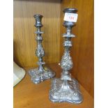 PAIR OF SILVER-PLATED BALUSTER CANDLESTICKS