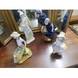 LLADRO FIGURE OF WOMAN WITH BASKET (A/F), NAO FIGURE OF GIRL WITH PUPPY AND TWO OTHER SPANISH