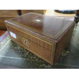 MOTHER OF PEARL INLAID MAHOGANY JEWELLERY BOX (A/F)