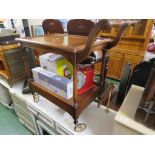 MAHOGANY TWO TIER TEA TROLLEY WITH SINGLE DRAWER AND LIFT OFF TRAY