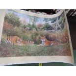 ROLLED LITHOGRAPHIC PRINTS OF ANIMALS AFTER R.BRETHERTON AND OTHER PRINTS