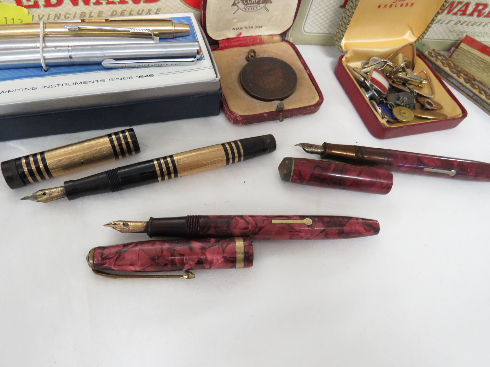 CONWAY STEWART FOUNTAIN PEN WITH OTHER PENS, LETTER OPENERS, LIGHTERS, CUFFLINKS AND OTHER SMALL - Image 2 of 4