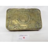 FIRST WORLD WAR QUEEN ALEXANDRIA CHRISTMAS 1914 BRASS GIFT TIN (NO CONTENTS), BRASS CHANGE TRAY,