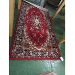 HOUSE OF FRASER 'KASHMIR' PURE WOOL RED GROUND FLOOR RUG