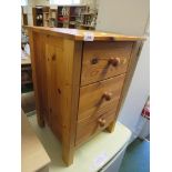COMPOSITE PINE THREE DRAWER BEDSIDE