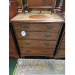 BANDED MAHOGANY EARLY 19TH CENTURY CHEST OF FOUR GRADUATED DRAWERS, REPLACEMENT HANDLES, ON OGEE