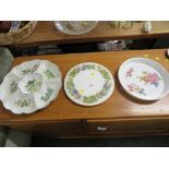 ROYAL WORCESTER VINE HARVEST CAKE PLATE, WORCESTER FLAN DISH, AND WORCESTER HERBS SERVING DISH