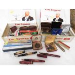 CONWAY STEWART FOUNTAIN PEN WITH OTHER PENS, LETTER OPENERS, LIGHTERS, CUFFLINKS AND OTHER SMALL