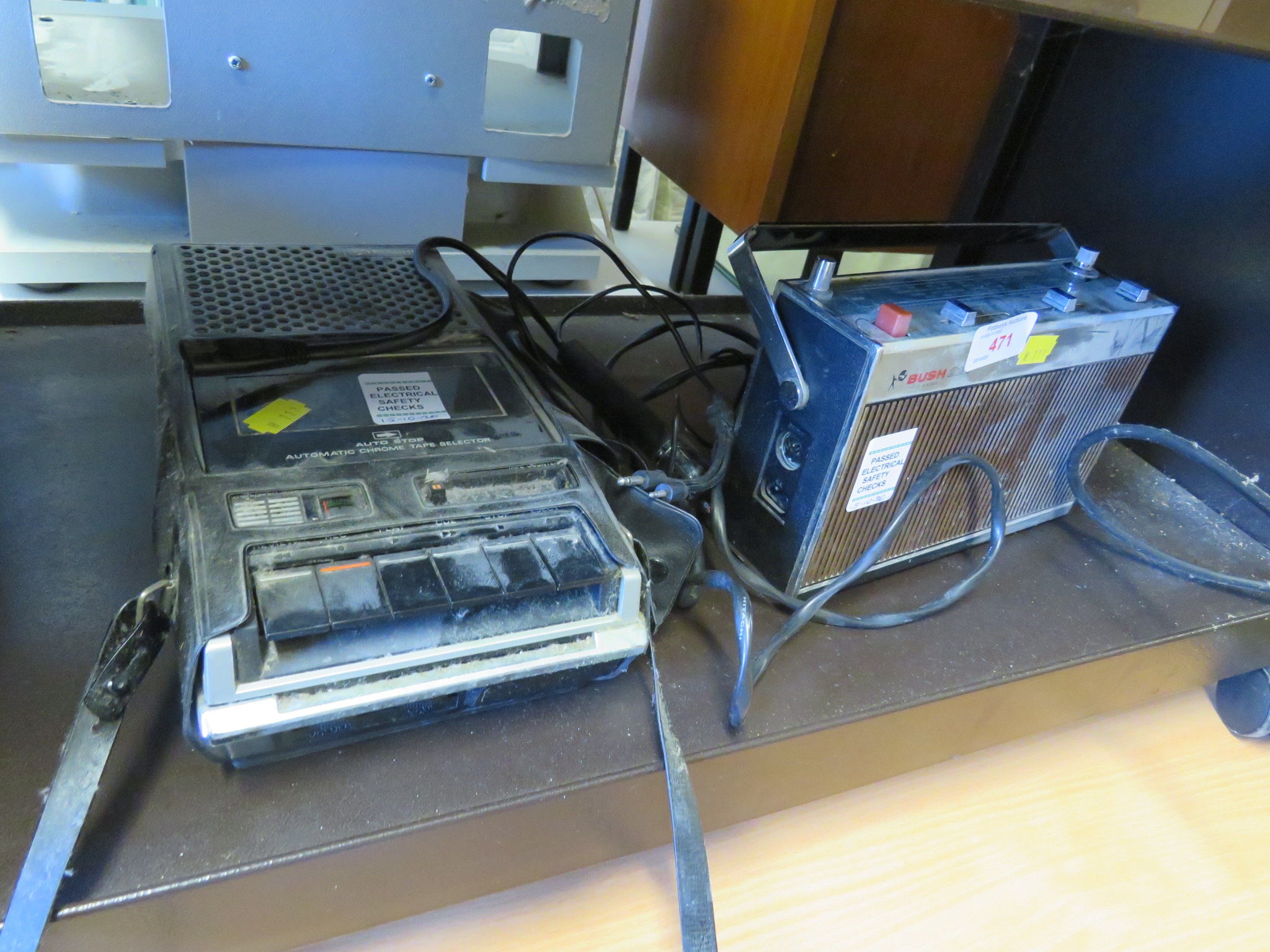 HITACHI PORTABLE CASSETTE RECORDER AND A BUSH RADIO (NEEDS PLUG)