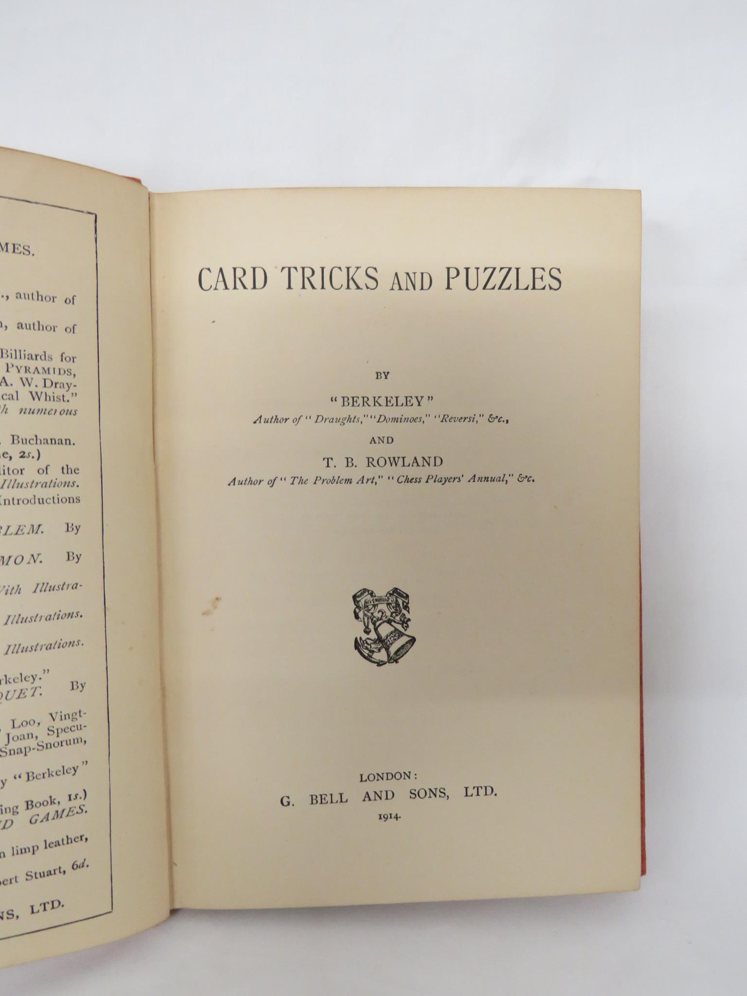 CARD TRICKS AND PUZZLES BY BERKELEY AND ROWLAND, PUBLISHED 1914 - Image 2 of 3