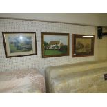 FRAMED LANDSCAPE PRINT, PRINT OF RAF BIPLANE AFTER MICHAEL TURNER AND A FRAMED OIL ON CANVAS OF