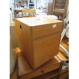 TEAK WORK BOX WITH FOLDING TOP AND CASTORS