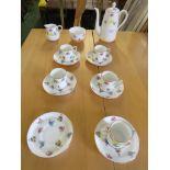 CROWN STAFFORDSHIRE PART COFFEE SET DECORATED WITH FLOWERS