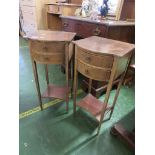 PAIR OF MAHOGANY BEDSIDE CABINETS ON SLENDER LEGS