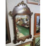 MAHOGANY REPRODUCTION CHIPPENDALE STYLE WALL MIRROR