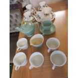 SMALL QUANTITY OF DUCHESS LEAF PATTERNED TEA WARE AND OTHER PLAIN TEA WARE