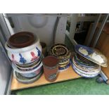 CERAMIC PLANTERS, VASE AND DECORATIVE CHINA (ONE SHELF)