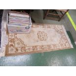 CREAM AND BEIGE CHINESE STYLE EMBOSSED RUG (162CM X 77CM)