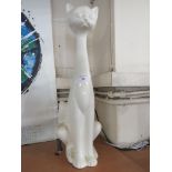 TALL POTTERY FIGURE OF STYLIZED CAT