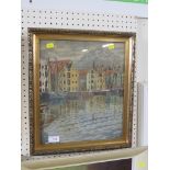 FRAMED AND GLAZED WATERCOLOUR OF HARBOUR SCENE, SIGNED LOWER RIGHT