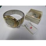 9 CARAT GOLD GENTS MECHANICAL WRISTWATCH WITH A REPLACEMENT FLEXIBLE STRAP, AND A FREY 9 CARAT