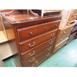 J E COYLE LIMITED BEDROOM CHEST OF FIVE DRAWERS IN A SIMULATED MAHOGANY FINISH