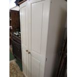 NARROW COMPOSITE PINE TWO DOOR WARDROBE PAINTED WHITE