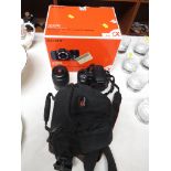 SONY DIGITAL SLR CAMERA WITH BOX AND ACCESSORIES