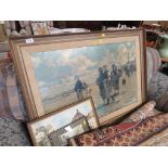 REPRODUCTION BEACH SCENE PRINT AFTER JOHN SINGER SARGENT, AND TWO OTHER FRAMED PRINTS