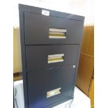 SMALL METAL THREE DRAWER FILING CABINET WITH KEY