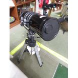 NEWTONIAN REFLECTIING TELESCOPE ON EQUATORIAL MOUNT WITH TRIPOD AND EYE PIECES