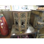 MIDDLE EASTERN CARVED WOOD OCTAGONAL TABLE ON FOLDING SUPPORT