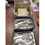ASSORTED STAINLESS STEEL AND PLATED CUTLERY (CONTENT OF FOUR BOXES)