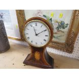 COMITITI OF LONDON MANTLE CLOCK IN A WAISTED INLAID MAHOGANY CASE