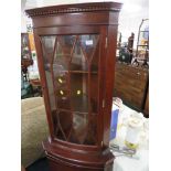 MAHOGANY VENEERED CABINET WITH GLAZED DOOR TO TOP