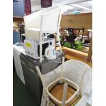 TWO WHITE LOOM ARMCHAIRS AND A GERMAN BENTWOOD SIDE CHAIR PAINTED WHITE