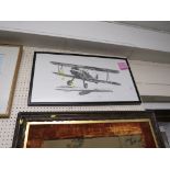 LIMITED EDTION PRINT OF BI-PLANE (KAYDET) AFTER BERT MADER, ENDORSED IN PENCIL