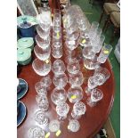 VARIOUS SHERRY AND BRANDY GLASSES, AND CHAMPAGNE FLUTES