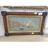 WATERCOLOUR LANDSCAPE OF A VENETIAN SCENE, GLAZED AND IN AN OAK FRAME