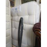 SEALEY NON-TURN SINGLE MATTRESS AND BASE WITH A BEIGE UPHOLSTERED HEADBOARD