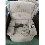 LIFT AND RISE ELECTRIC RECLINING ARMCHAIR IN LIGHT BROWN UPHOLSTERY