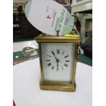 FRENCH BRASS REPEATING CARRIAGE CLOCK, ROMAN CHAPTER, WITH KEY
