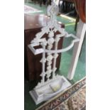 WROUGHT METAL UMBRELLA STAND WITH DRIP TRAY PAINTED WHITE