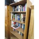 OPEN FIVE-SHELVED BOOKCASE WITH DRAWER UNDER, SIMULATED WOOD VENEER