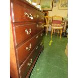 MAHOGANY CHEST OF FOUR GRADUATED DRAWERS WITH REPLACEMENT BRASS HANDLES