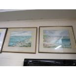 WATERCOLOUR OF ROCKY COAST SIGNED MARGARET BROAD, AND ONE OTHER SIMILAR WATERCOLOUR, EACH FRAMED AND