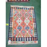 CHOBI KILIM RUNNER WITH MULTI-COLOUR GEOMETRIC PATTERN (116 CM X 84 CM)