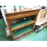 MAHOGANY TWO TIER SECTIONAL BOOKCASE WITH SINGLE DRAWER TO BASE