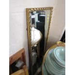 LONG RECTANGULAR BEVEL EDGE MIRROR WITH A GILT EFFECT FRAME